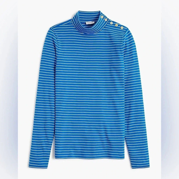 J. Crew Striped mockneck ribbed top 100% cotton in size S - Picture 2 of 15